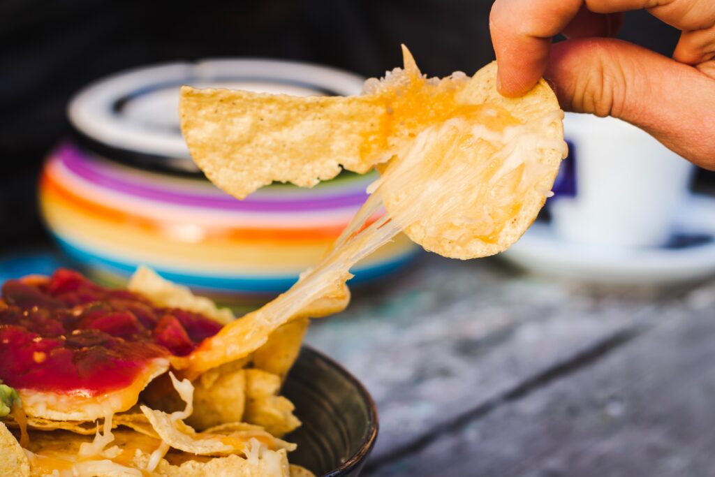 nachos being pulled apart